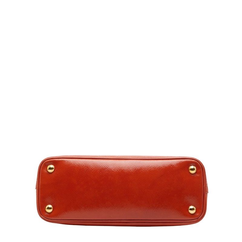 Prada Triangle Logo Plate Handbag Shoulder Bag 2WAY Orange Leather Women's Prada