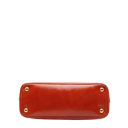 Prada Triangle Logo Plate Handbag Shoulder Bag 2WAY Orange Leather Women's Prada