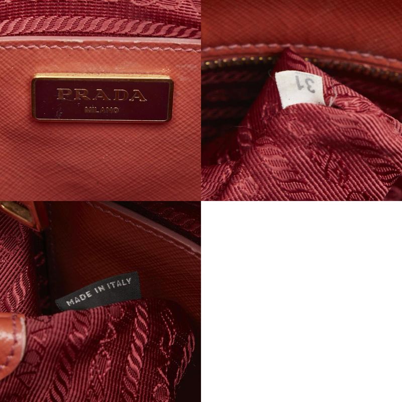 Prada Triangle Logo Plate Handbag Shoulder Bag 2WAY Orange Leather Women's Prada