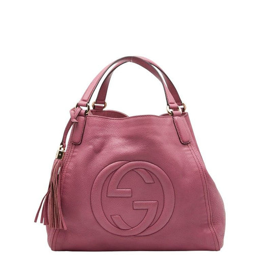 Gucci Soho Interlocking G Shoulder Bag Tote Bag 282309 Pink Leather Women's