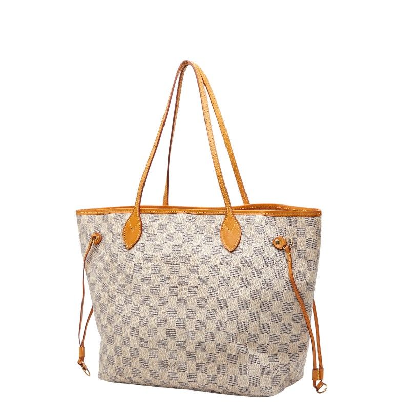 Louis Vuitton Damier Azure Neverfull MM Tote Bag Shoulder Bag N51107 White