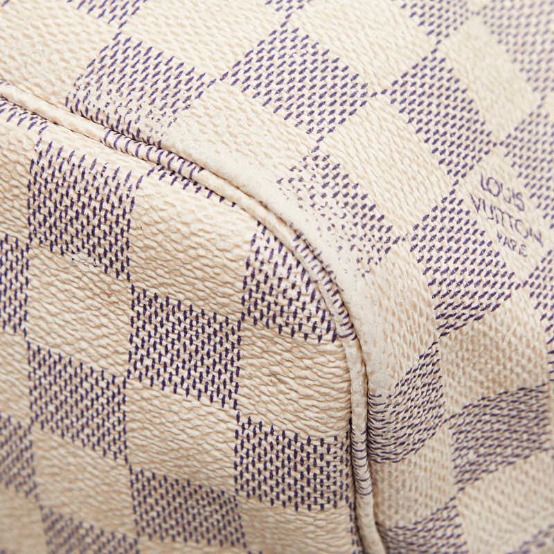 Louis Vuitton Damier Azure Neverfull MM Tote Bag Shoulder Bag N51107 White
