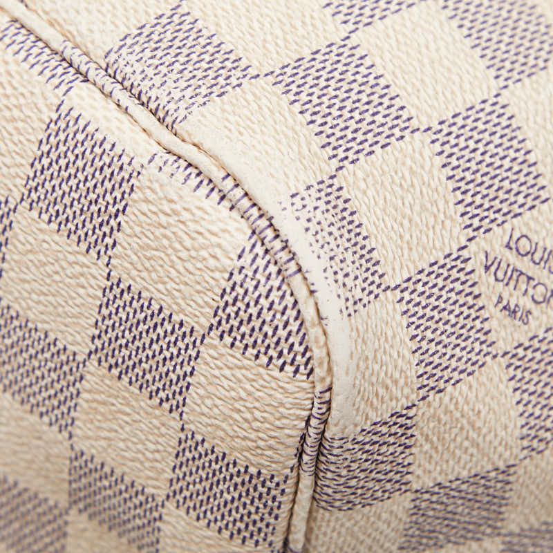 Louis Vuitton Damier Azure Neverfull MM Tote Bag Shoulder Bag N51107 White