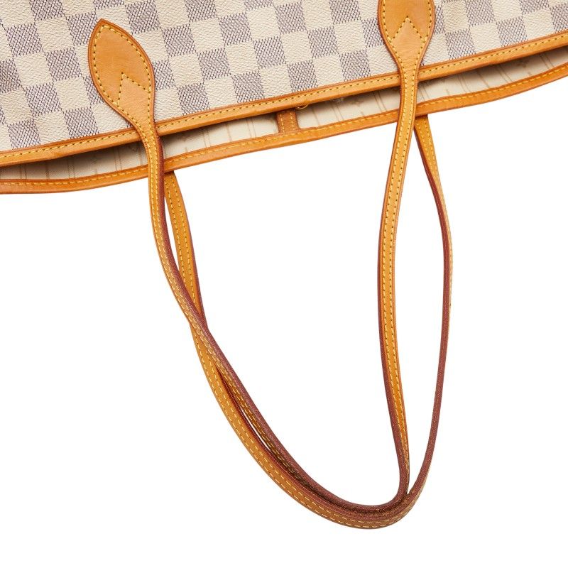 Louis Vuitton Damier Azure Neverfull MM Tote Bag Shoulder Bag N51107 White