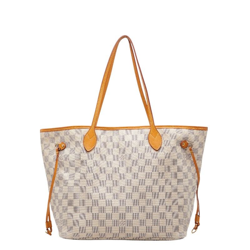 Louis Vuitton Damier Azure Neverfull MM Tote Bag Shoulder Bag N51107 White