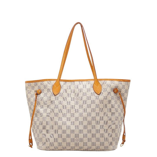 Louis Vuitton Damier Azure Neverfull MM Tote Bag Shoulder Bag N51107 White