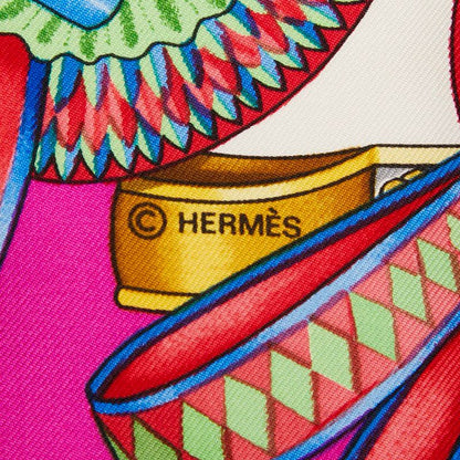 Hermes Carre 90 LES Rubans DU Cheval Horse Ribbon Pink Multicolor Ladies Hermes