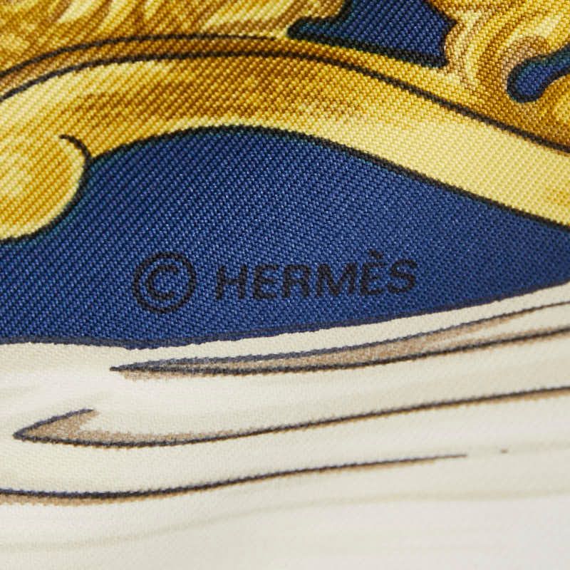 Hermes Carre 90 Etriers Stirrup Pattern Horse Harness Pattern Navy Multicolor