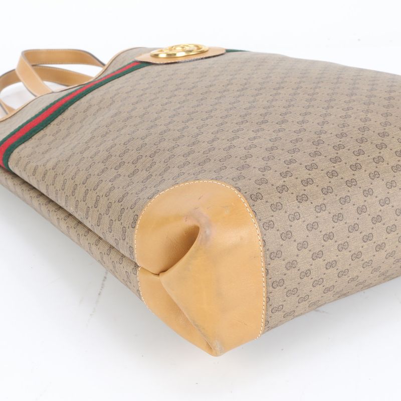 Vintage Old Gucci Micro GG Sherry Line 002 904 Leather Tote Bag Shoulder Bag A4