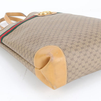 Vintage Old Gucci Micro GG Sherry Line 002 904 Leather Tote Bag Shoulder Bag A4