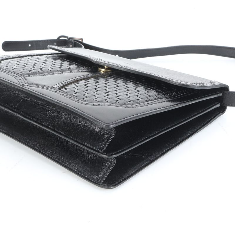 Vintage YSL Yves Saint Laurent Leather Shoulder Bag Shoulder Black Hand Tote