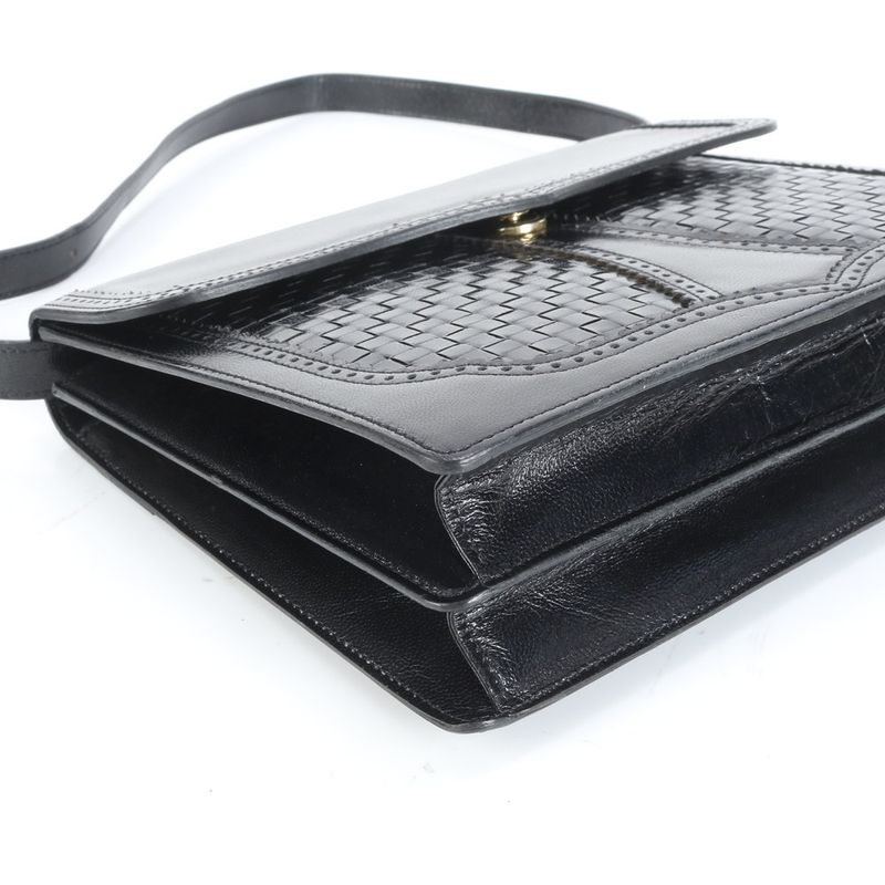 Vintage YSL Yves Saint Laurent Leather Shoulder Bag Shoulder Black Hand Tote