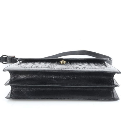 Vintage YSL Yves Saint Laurent Leather Shoulder Bag Shoulder Black Hand Tote