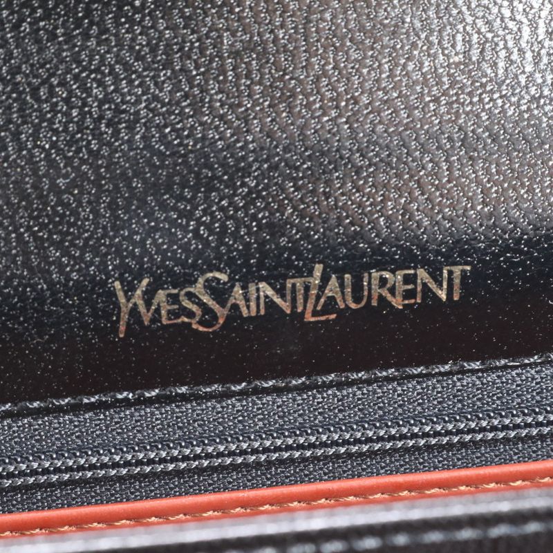 Vintage YSL Yves Saint Laurent Leather Shoulder Bag Shoulder Black Hand Tote