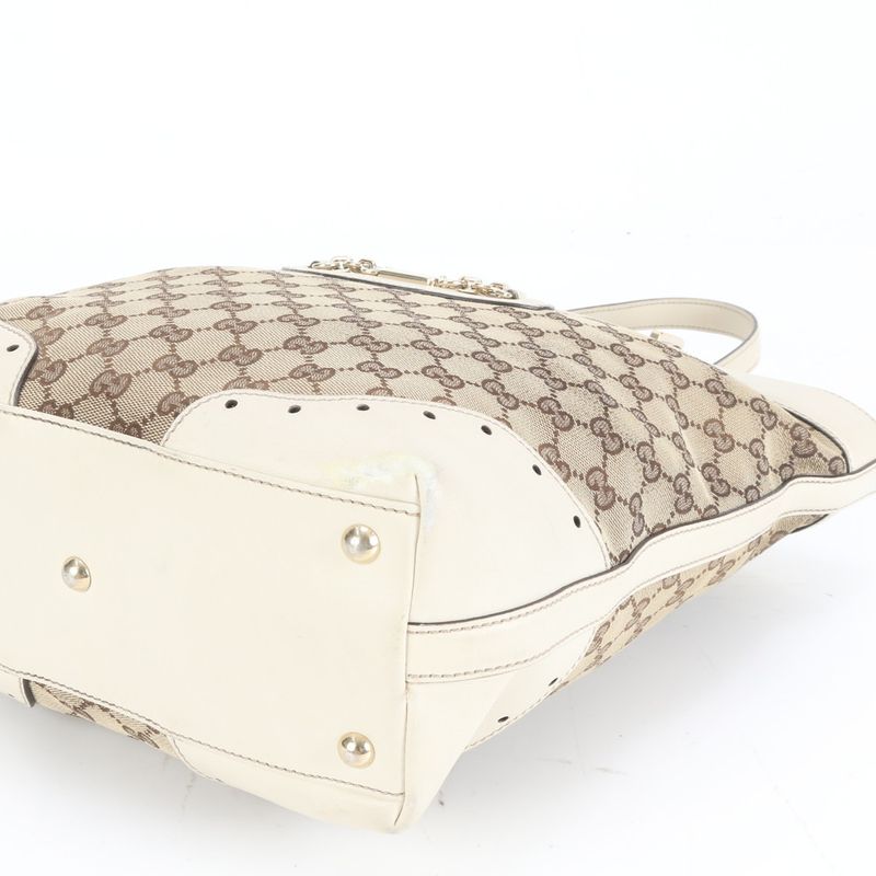 Gucci GG Canvas Chain Horsebit 145984 Leather Tote Bag Shoulder Hand Ladies ECE