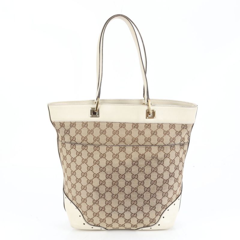 Gucci GG Canvas Chain Horsebit 145984 Leather Tote Bag Shoulder Hand Ladies ECE