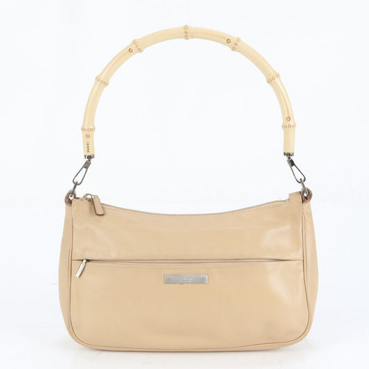 Gucci Bamboo Leather Shoulder Bag One Shoulder Beige Tote Hand Ladies ECE Df32-2
