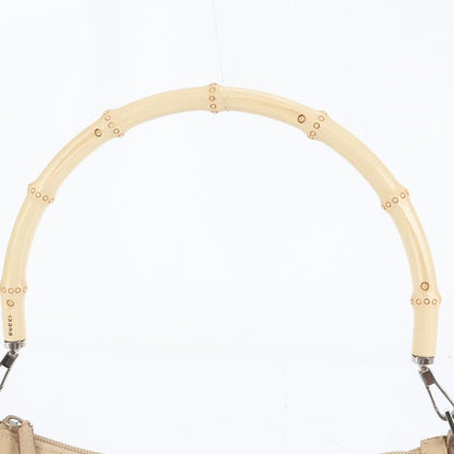Gucci Bamboo Leather Shoulder Bag One Shoulder Beige Tote Hand Ladies ECE Df32-2