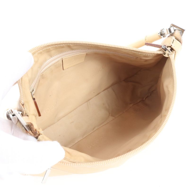 Gucci Bamboo Leather Shoulder Bag One Shoulder Beige Tote Hand Ladies ECE Df32-2