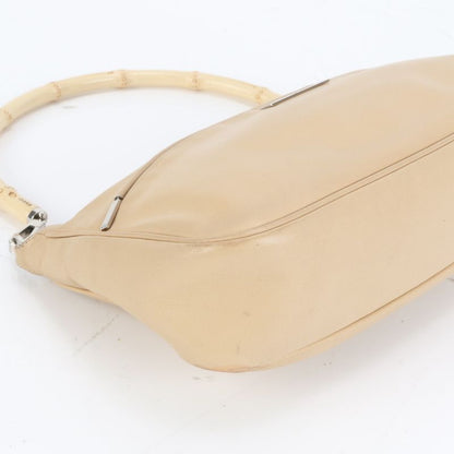 Gucci Bamboo Leather Shoulder Bag One Shoulder Beige Tote Hand Ladies ECE Df32-2