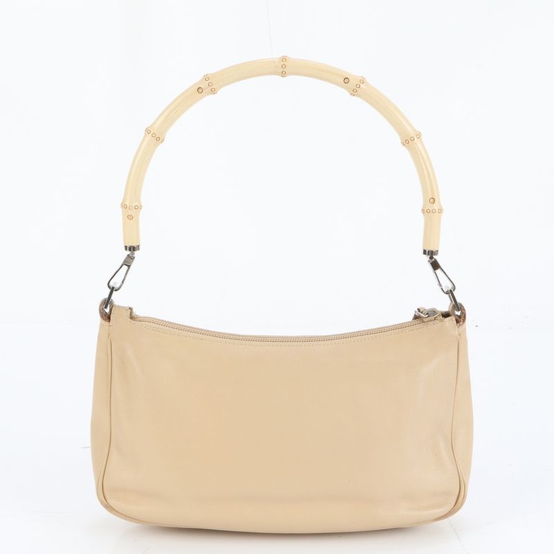 Gucci Bamboo Leather Shoulder Bag One Shoulder Beige Tote Hand Ladies ECE Df32-2