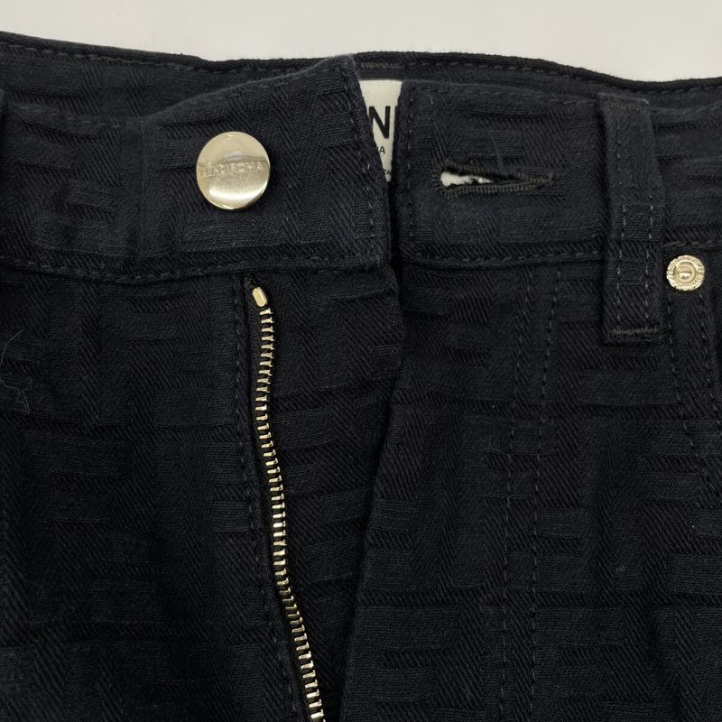 Fendi Flp797 AQ93 23 Years Black Soak Pattern Embossed Denim Pants 38
