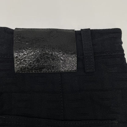 Fendi Flp797 AQ93 23 Years Black Soak Pattern Embossed Denim Pants 38