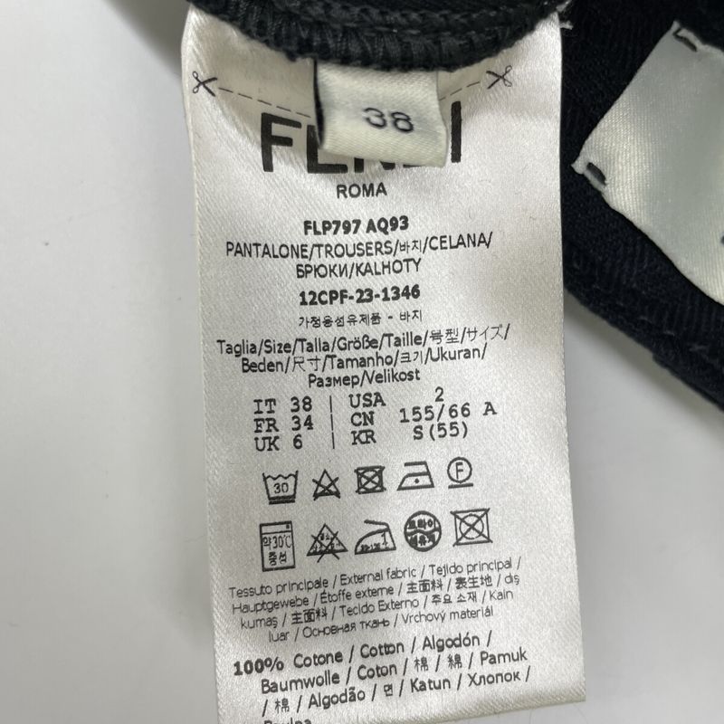 Fendi Flp797 AQ93 23 Years Black Soak Pattern Embossed Denim Pants 38