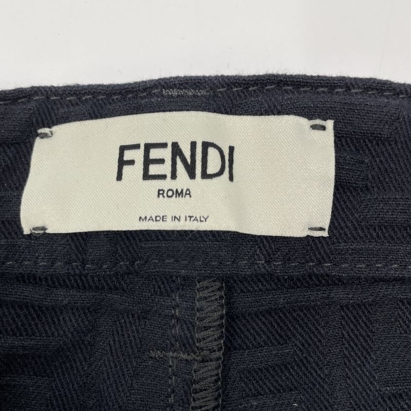 Fendi Flp797 AQ93 23 Years Black Soak Pattern Embossed Denim Pants 38