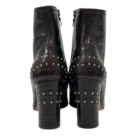 Prada Short Boots Chunky Heel Round Toe Stats 34.5 Brown