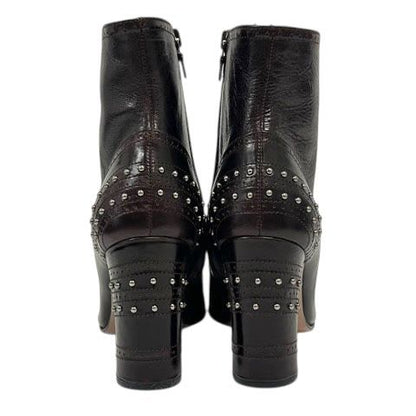 Prada Short Boots Chunky Heel Round Toe Stats 34.5 Brown