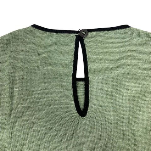 Prada Knit Sweater Crew Neck Silk Blend Wool Blend 3/4 Sleeve 38 Green