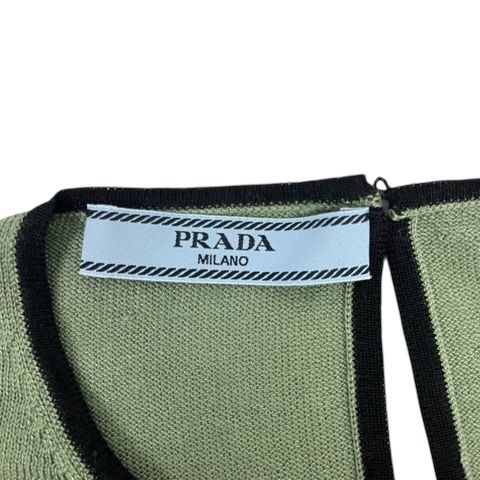 Prada Knit Sweater Crew Neck Silk Blend Wool Blend 3/4 Sleeve 38 Green