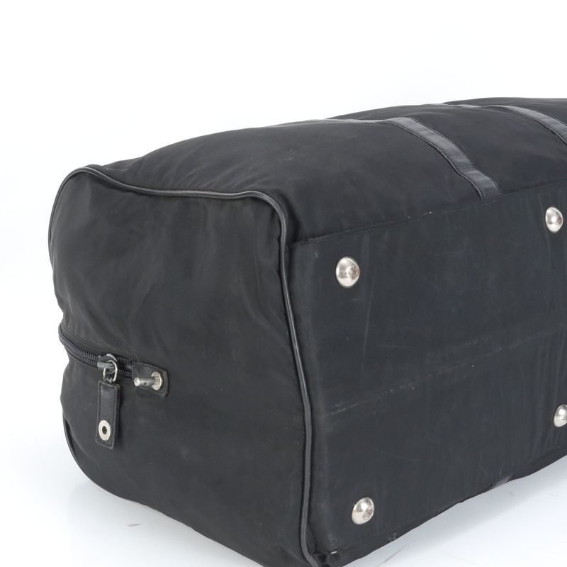 Prada Tessuto Nylon Triangle Logo Leather Boston Bag Business Travel Tote