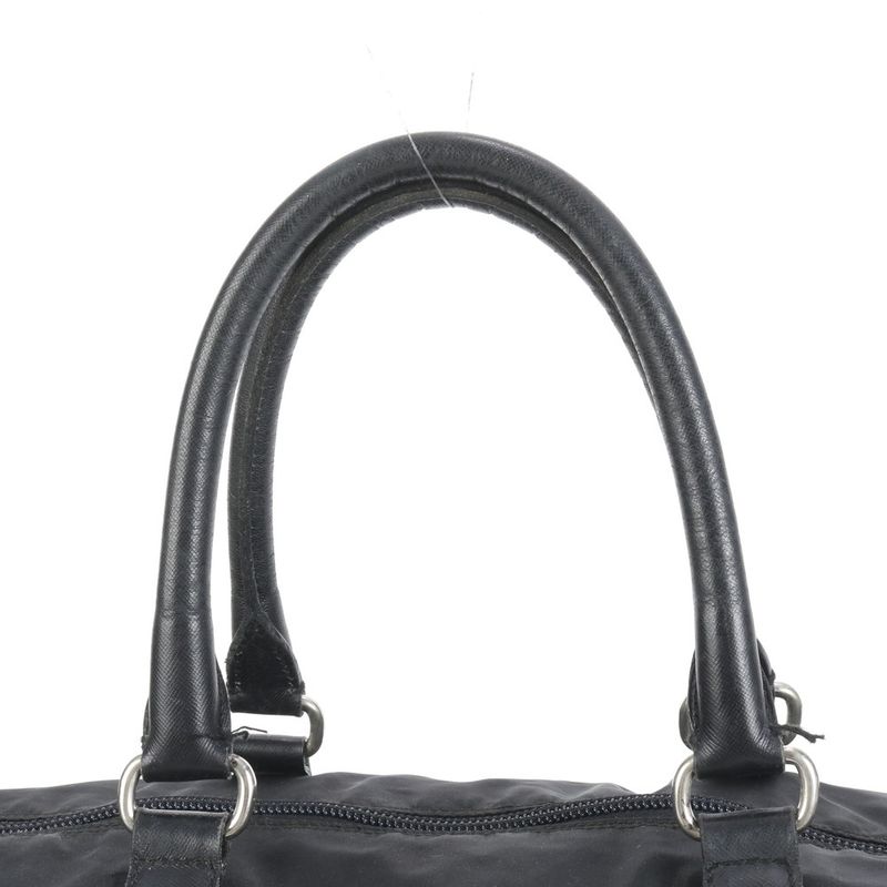 Prada Tessuto Nylon Triangle Logo Leather Boston Bag Business Travel Tote