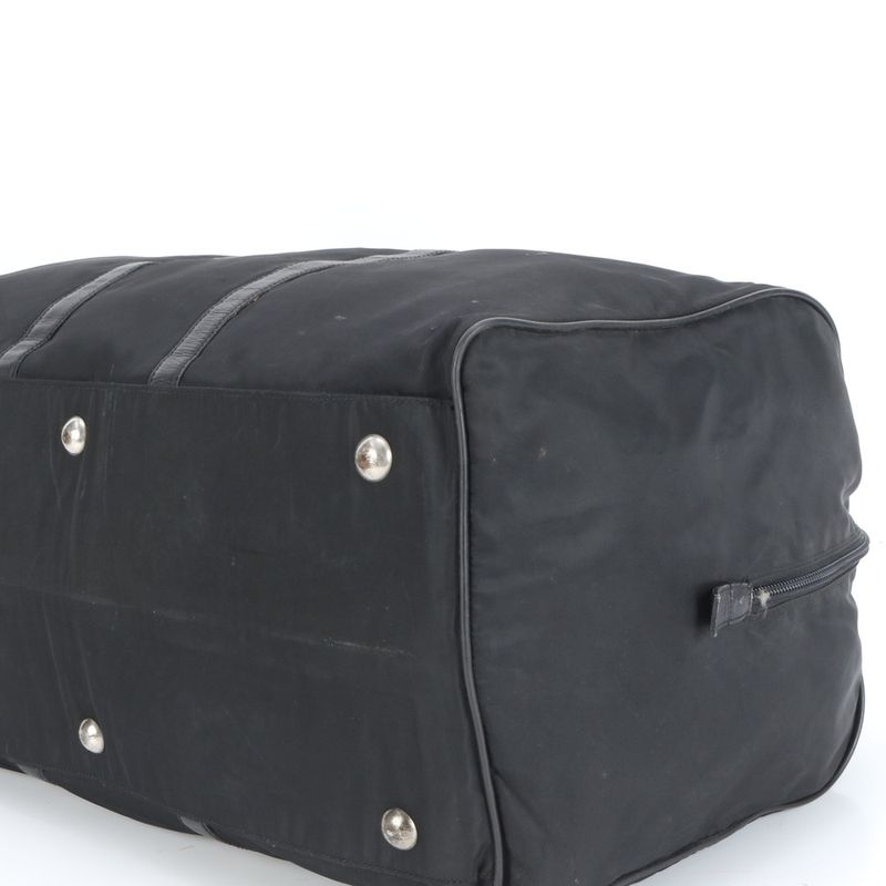 Prada Tessuto Nylon Triangle Logo Leather Boston Bag Business Travel Tote