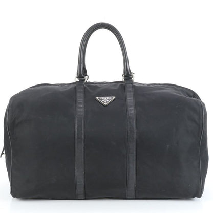 Prada Tessuto Nylon Triangle Logo Leather Boston Bag Business Travel Tote