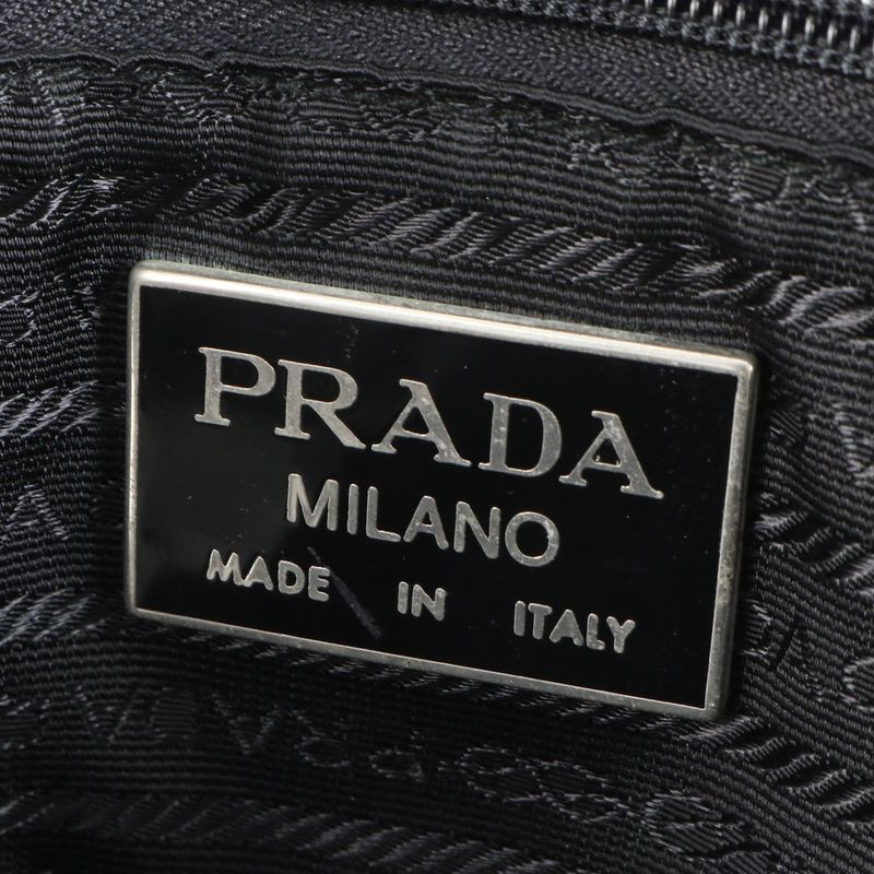 Prada Tessuto Nylon Triangle Logo Leather Boston Bag Business Travel Tote