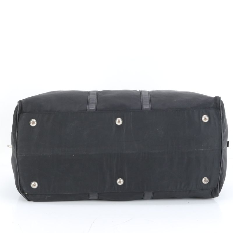 Prada Tessuto Nylon Triangle Logo Leather Boston Bag Business Travel Tote