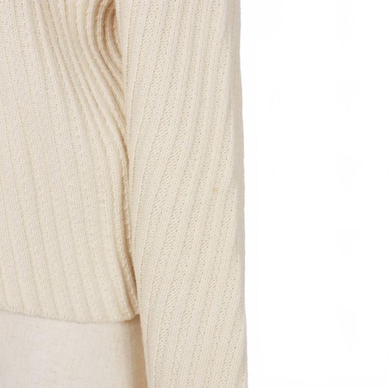 Celine Phoebe Period Diagonal Rib Cotton Knit Sweater Long Sleeve M White 3W50