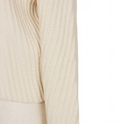 Celine Phoebe Period Diagonal Rib Cotton Knit Sweater Long Sleeve M White 3W50
