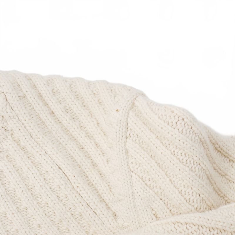 Celine Phoebe Period Diagonal Rib Cotton Knit Sweater Long Sleeve M White 3W50