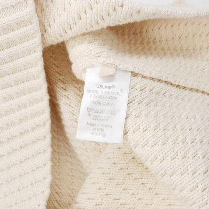 Celine Phoebe Period Diagonal Rib Cotton Knit Sweater Long Sleeve M White 3W50