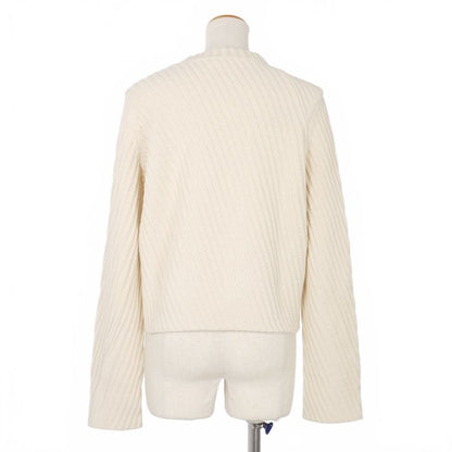 Celine Phoebe Period Diagonal Rib Cotton Knit Sweater Long Sleeve M White 3W50