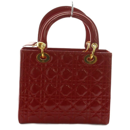 Christian Dior Lady Dior Bag Hand Shoulder 2WAY Charm Enamel Red Ma-0957 AQ •