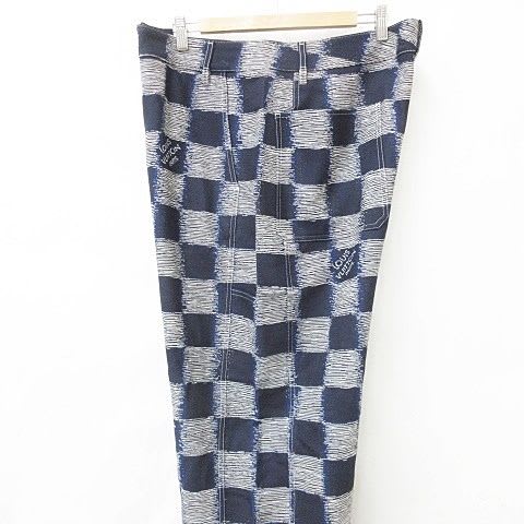 Louis Vuitton Damier Pants Wool Rm241 M FVD Hqp08 W 24 SS Large Size Navy Blue