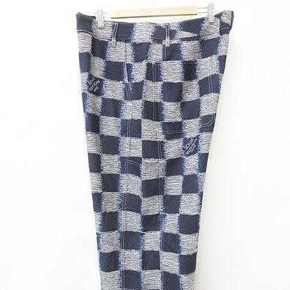 Louis Vuitton Damier Pants Wool Rm241 M FVD Hqp08 W 24 SS Large Size Navy Blue