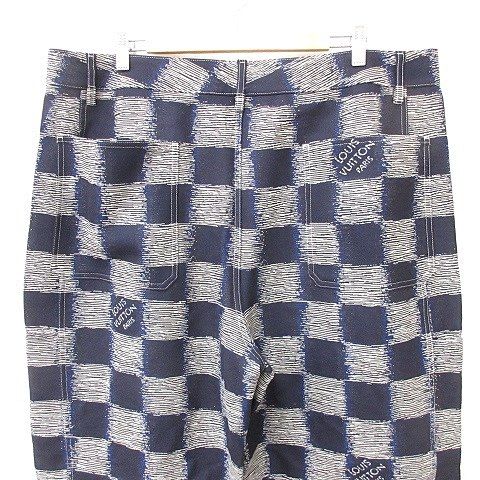 Louis Vuitton Damier Pants Wool Rm241 M FVD Hqp08 W 24 SS Large Size Navy Blue