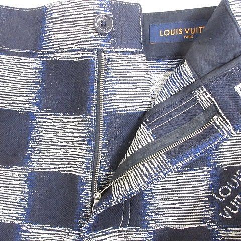 Louis Vuitton Damier Pants Wool Rm241 M FVD Hqp08 W 24 SS Large Size Navy Blue
