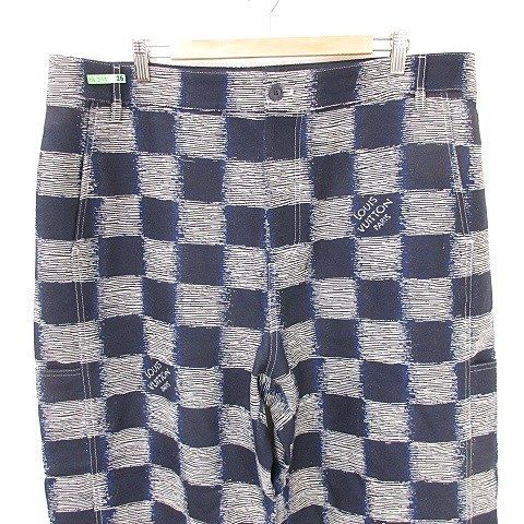 Louis Vuitton Damier Pants Wool Rm241 M FVD Hqp08 W 24 SS Large Size Navy Blue